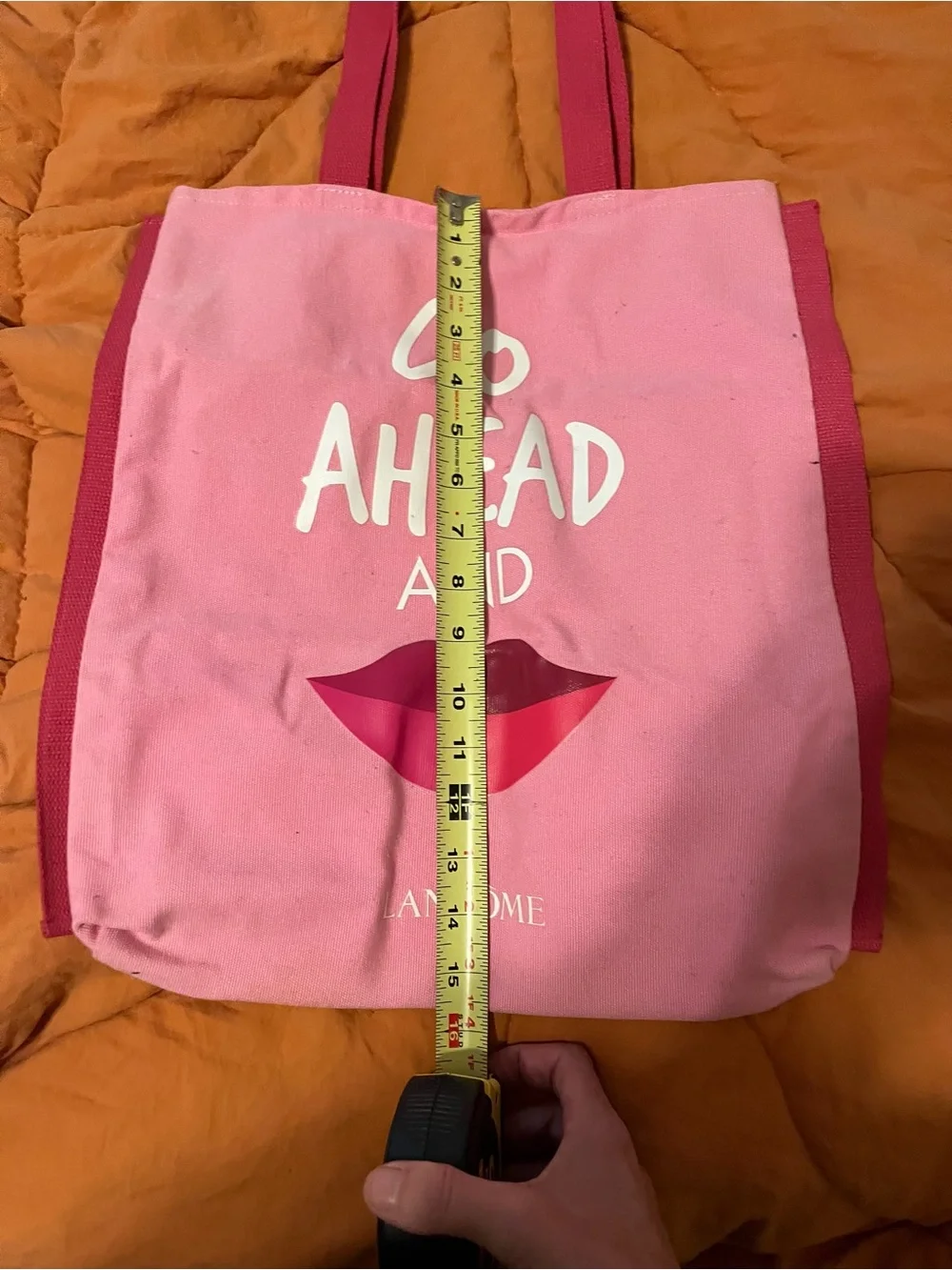 Vintage Lancôme Paris Pink “Go Ahead and” Lips Tote Bag | Large Cosmetic/Market